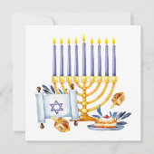 Carte Hanukkah Menorah with Candles and Traditional Item (Devant)