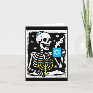 Carte Hanukkah Squelette Café Dreidel Ménorah Juive Ch
