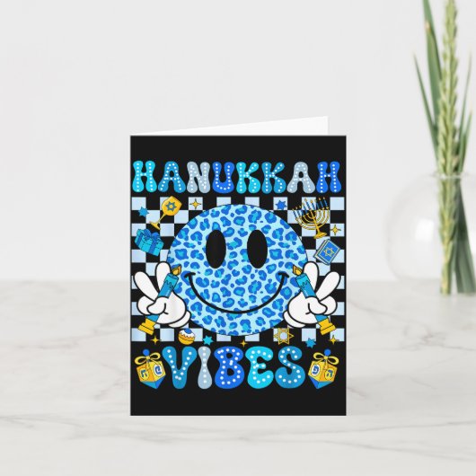 Carte Hanukkah Vibes Groovy Smile Face Jewish Holiday Ch (Devant)