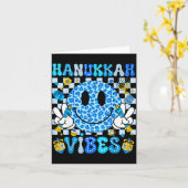 Carte Hanukkah Vibes Groovy Smile Face Jewish Holiday Ch (Fleur jaune)