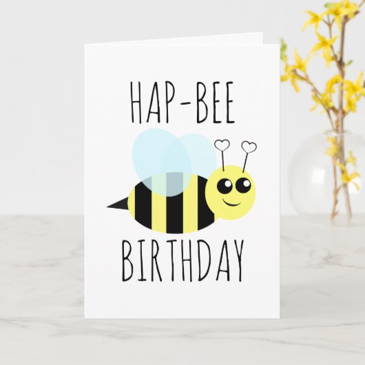 Carte Hap Bee Anniversaire (Fleur jaune)