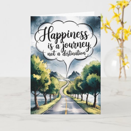 Carte "Happiness is a Journey" Quote Card (Fleur jaune)
