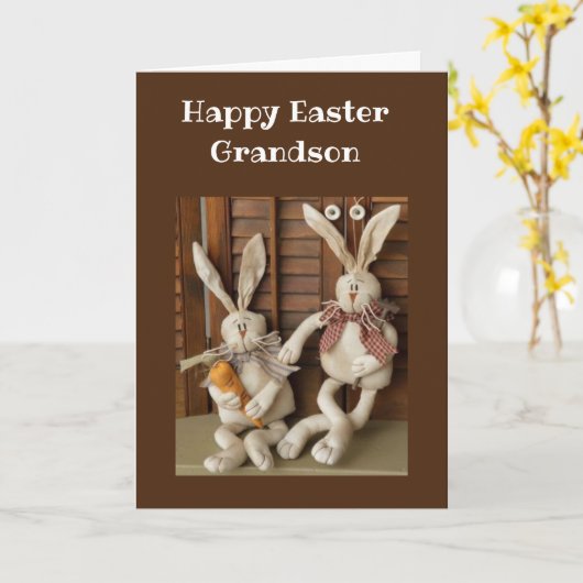CARTE HAPPPY EASTER **GRANDSON** CARD (Fleur jaune)