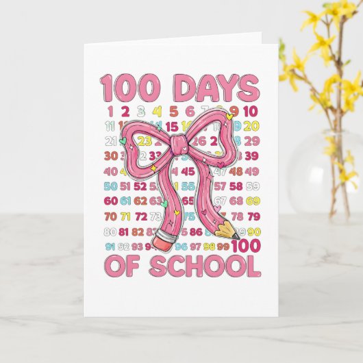 Carte Happy 100 Days of School Pink Bow (Fleur jaune)