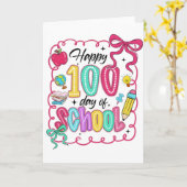 Carte Happy 100 Days of School Pink Bow (Fleur jaune)