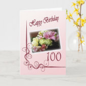 Carte Happy 100th Birthday Card - Flower Bouquet (Fleur jaune)
