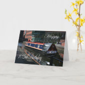 Carte Happy 102nd Birthday canal boat (Fleur jaune)