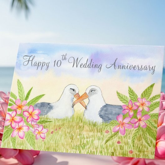 Carte Happy 10th Wedding Anniversary Laysan Albatross