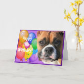Carte Happy 11th Birthday Boxer Dog greeting card (Fleur jaune)