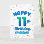 Carte Happy 11th Birthday Card with Custom Name (Devant)
