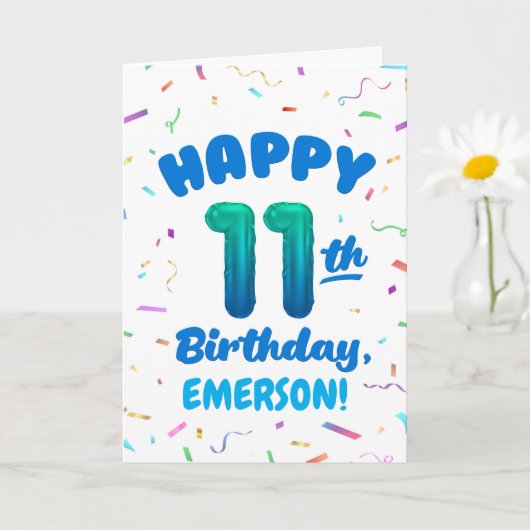 Carte Happy 11th Birthday Card with Custom Name (Petite plante)