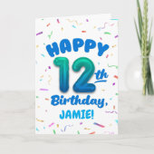 Carte Happy 12th Birthday Card with Custom Name (Devant)