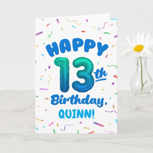 Carte Happy 13th Birthday Card with Custom Name (Petite plante)