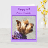 Carte Happy 15th Anniversary Yorkshire Terrier card (Fleur jaune)