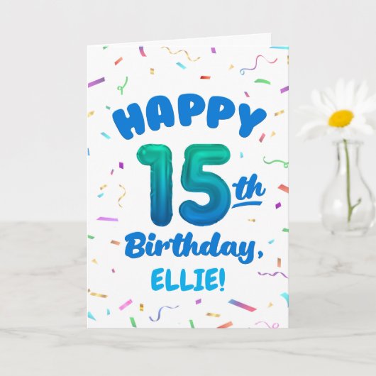 Carte Happy 15th Birthday Card with Custom Name (Petite plante)