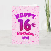 Carte Happy 16th Birthday Card with Custom Name (Devant)