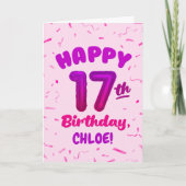 Carte Happy 17th Birthday Card with Custom Name (Devant)