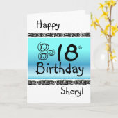 Carte Happy 18e anniversaire du jour bleu (Fleur jaune)