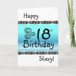 Carte Happy 18e anniversaire du jour bleu<br><div class="desc">Happy 18e jour bleu de Turquoise (nom) Add your message inside fully customize-able.</div>