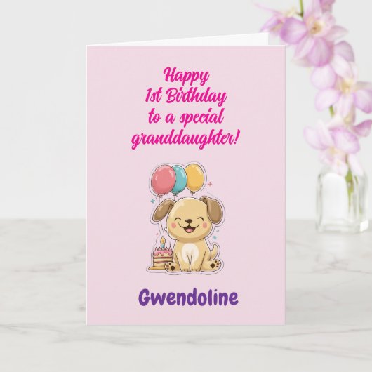 Carte Happy 1st Birthday Special Granddaughter, Custom (Orchidée)