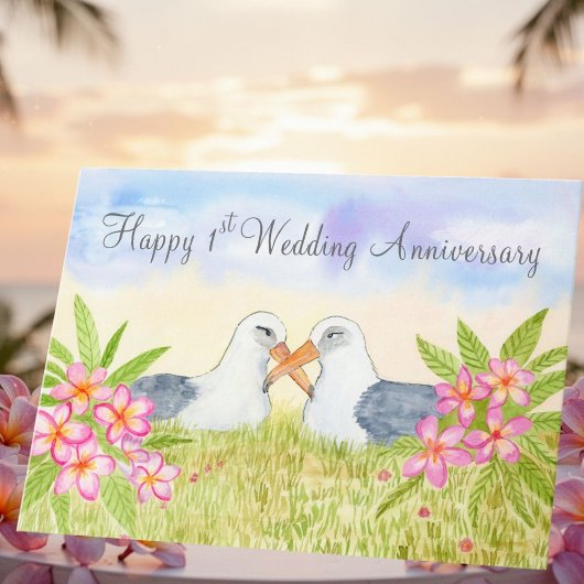 Carte Happy 1st Wedding Anniversary  Laysan Albatross