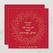 Carte Happy 2024 - Gold Script & Wreath New Year Card (Devant / Derrière)