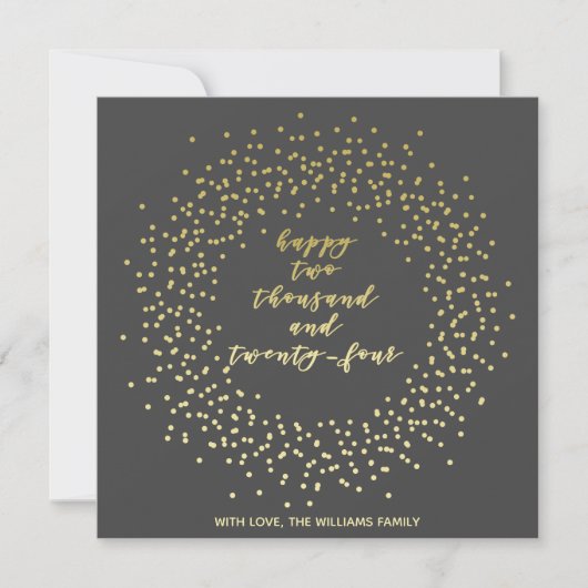 Carte Happy 2024 - Gold Script & Wreath New Year Card (Devant)