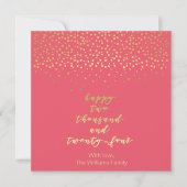 Carte Happy 2024 - Raspberry & Gold Script & Confetti (Devant)
