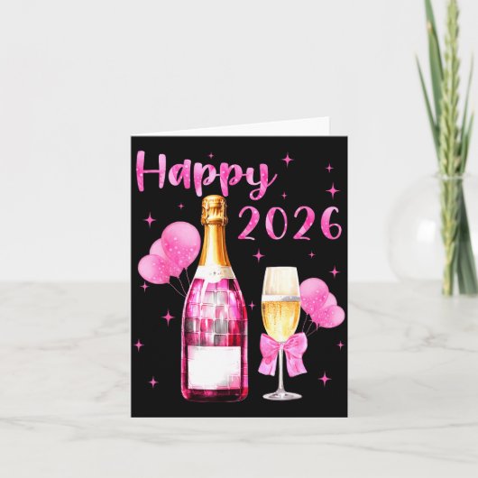 Carte Happy 2026 Cheers To A New Year 2026 Champagne Coq (Devant)