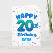 Carte Happy 20th Birthday Card with Custom Name (Devant)