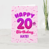 Carte Happy 20th Birthday Card with Custom Name (Devant)