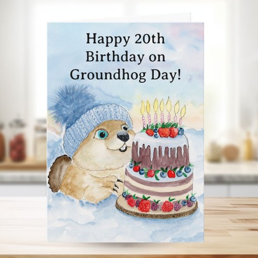 Carte  Happy 20th Groundhog Day Birthday 