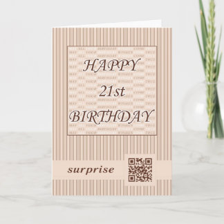 Carte Happy  21st Birthday!QR Code Video Greeting Card.