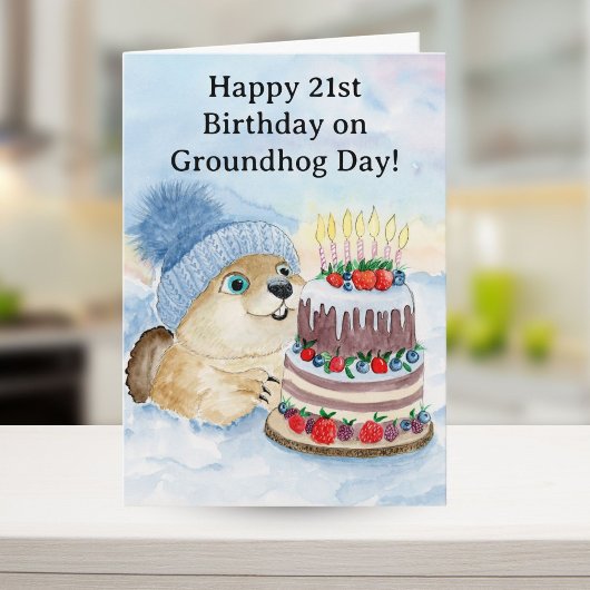 Carte  Happy 21st Groundhog Day Birthday 