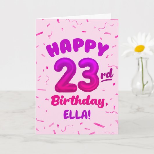 Carte Happy 23rd Birthday Card with Custom Name (Petite plante)
