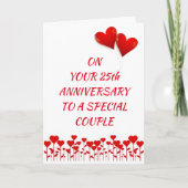 Carte **HAPPY 25th ANNIVERSAIRE A *SPECIAL COUPLE* Card (Devant)
