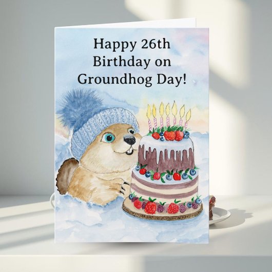 Carte  Happy 26th Groundhog Day Birthday 