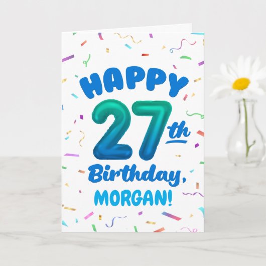 Carte Happy 27th Birthday Card with Custom Name (Petite plante)