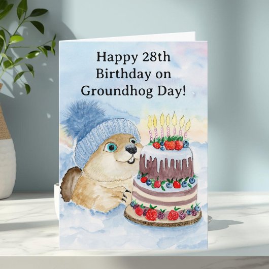 Carte  Happy 28th Groundhog Day Birthday 