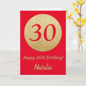 Carte Happy 30th Birthday Red and Gold Glitter Card (Fleur jaune)