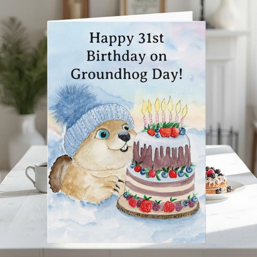 Carte  Happy 31st Groundhog Day Birthday 