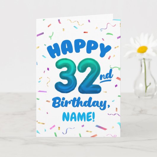 Carte Happy 32nd Birthday Card with Custom Name (Petite plante)