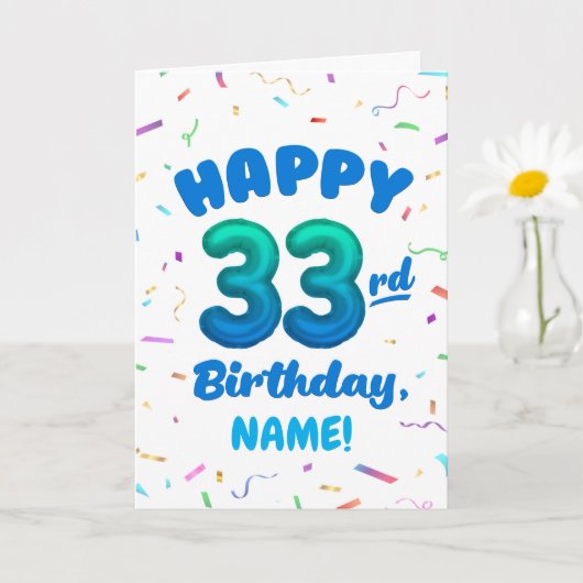 Carte Happy 33rd Birthday Card with Custom Name (Petite plante)