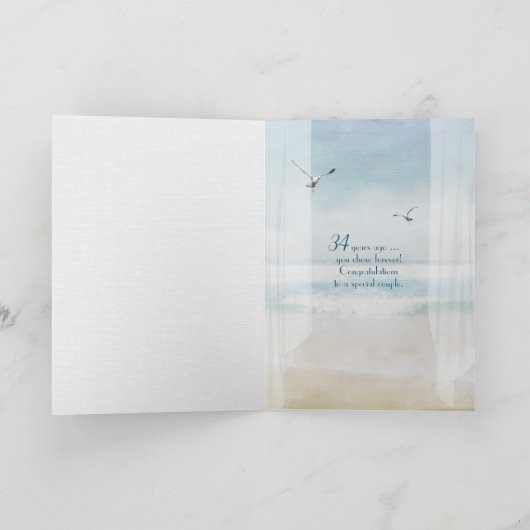 Carte Happy 34th Anniversary open beach window (Intérieur)
