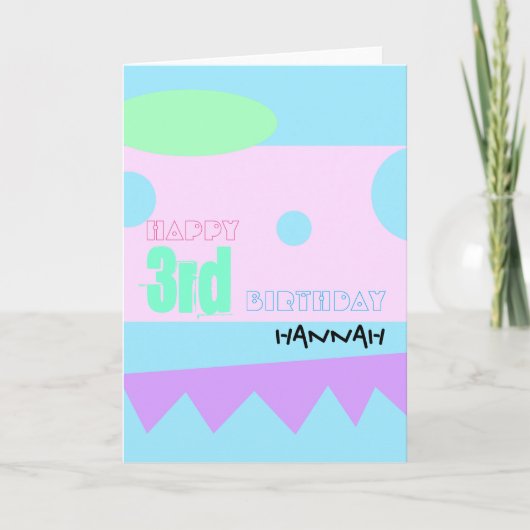 Carte Happy 3rd Birthday Personalizable Greeting Card (Devant)