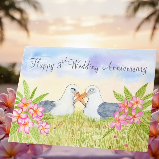 Carte Happy 3rd Wedding Anniversary Laysan Albatross