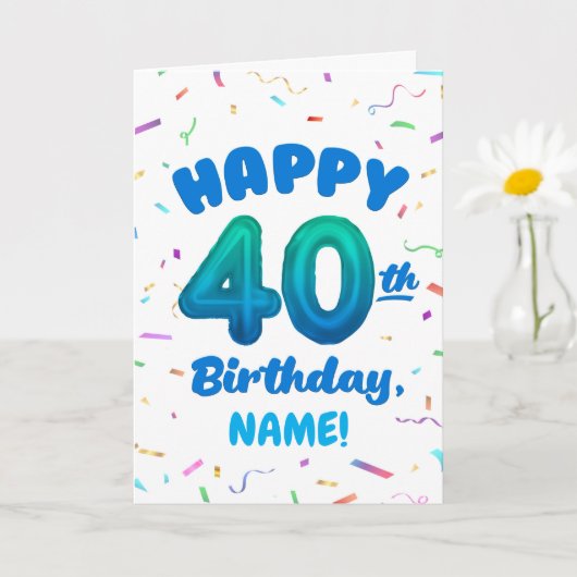 Carte Happy 40th Birthday Card with Custom Name (Petite plante)