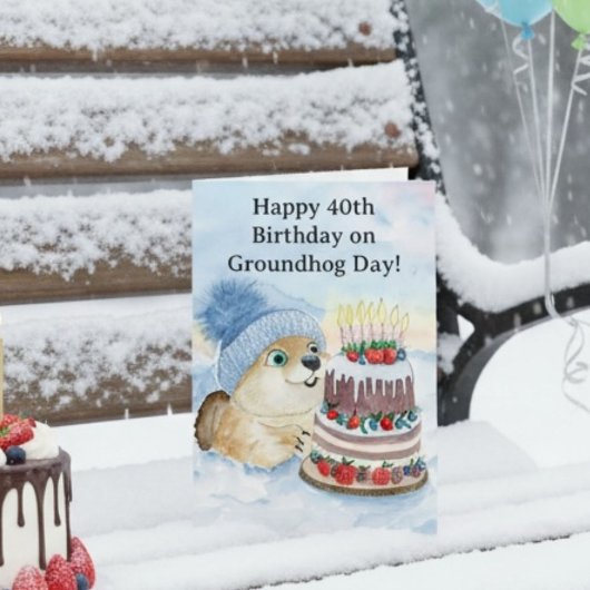 Carte Happy 40th Groundhog Day Birthday