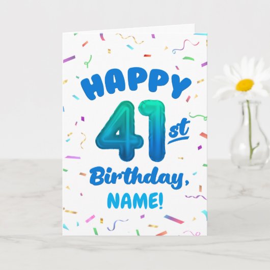 Carte Happy 41st Birthday Card with Custom Name (Petite plante)