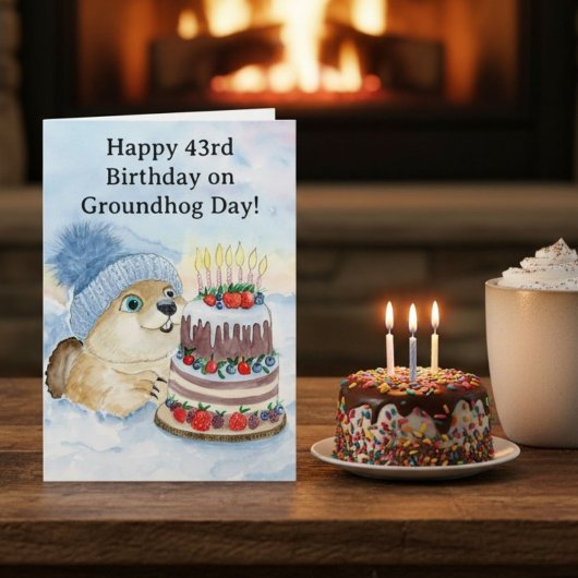 Carte  Happy 43rd Groundhog Day Birthday 